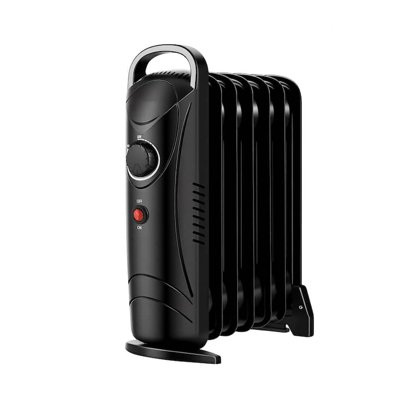 Black Electric Room Heater 700W Silent Operation with Overheat Protection for Bedroom or Office - 12" x 5.5" x 15"