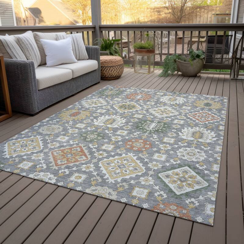 Machine Washable Indoor/Outdoor Boho Global Chantille Rug