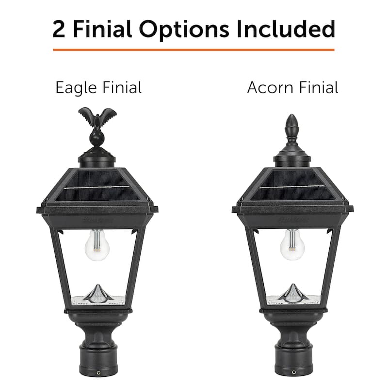 Gama Sonic Imperial Bulb Solar Warm White LED Post Light w/ 3" Fitter