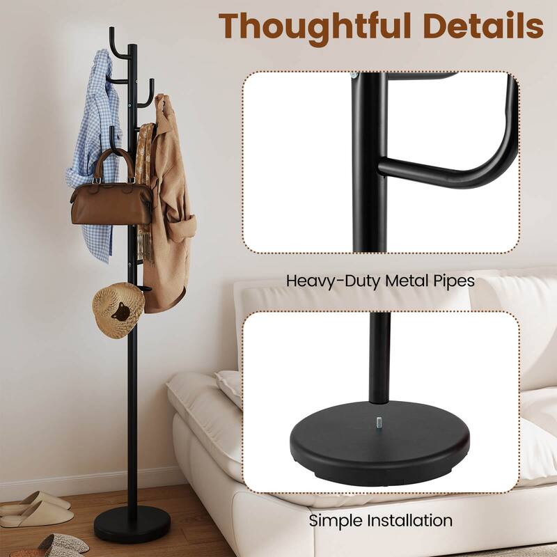 Costway Metal Coat Rack Hat Hanger Hooks Hall Entryway For Jacket