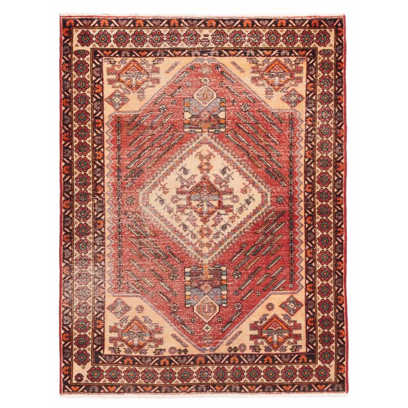 ECARPETGALLERY Hand-knotted Antalya Vintage Light Red Wool Rug - 4'11 x 6'6