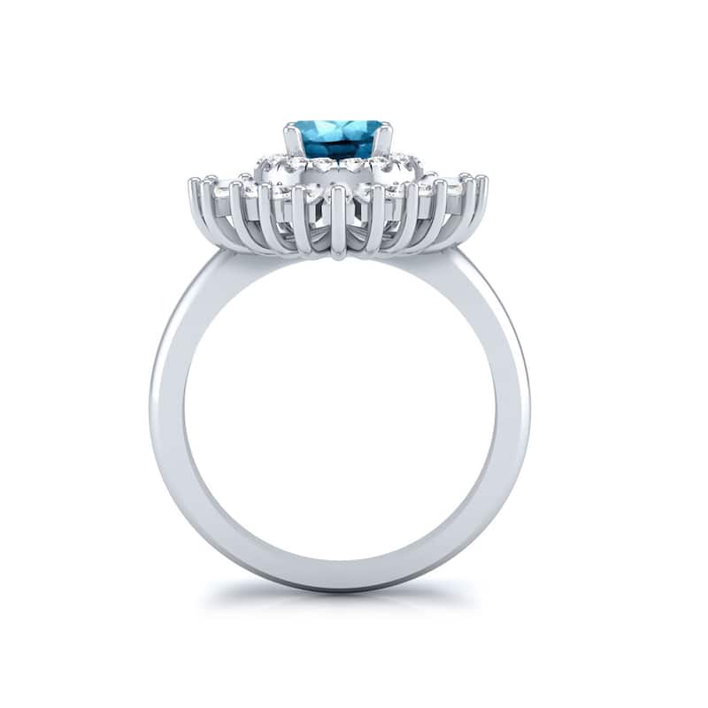 Auriya 14k Gold 1 1/2ctw Ballerina Halo Blue Diamond Engagement Ring (G-H, VS1-VS2)