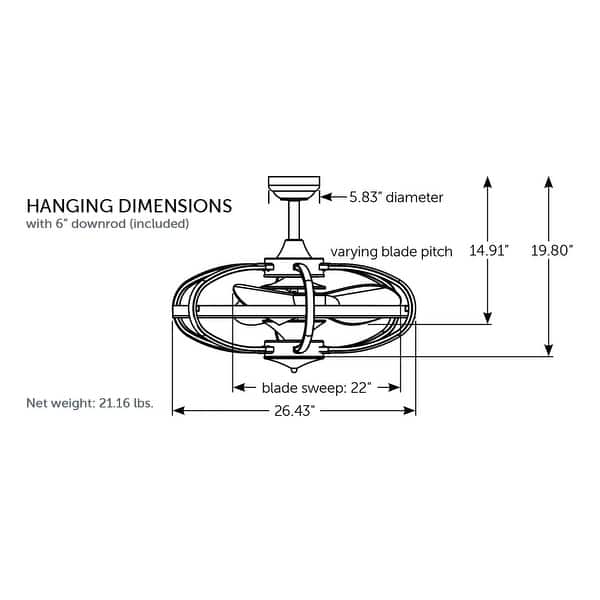 Fanimation Obvi 22 inch Indoor Ceiling Fan wtih LED Light Kit and Remote - Black with Clear Blades