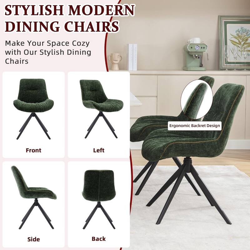 XINMICS Upholstered Dining Chairs Swivel Accent Armchairs