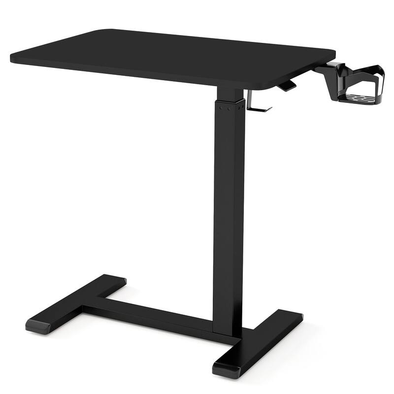Engineered Wood Mobile Standing Desk with Adjustable Height - Black