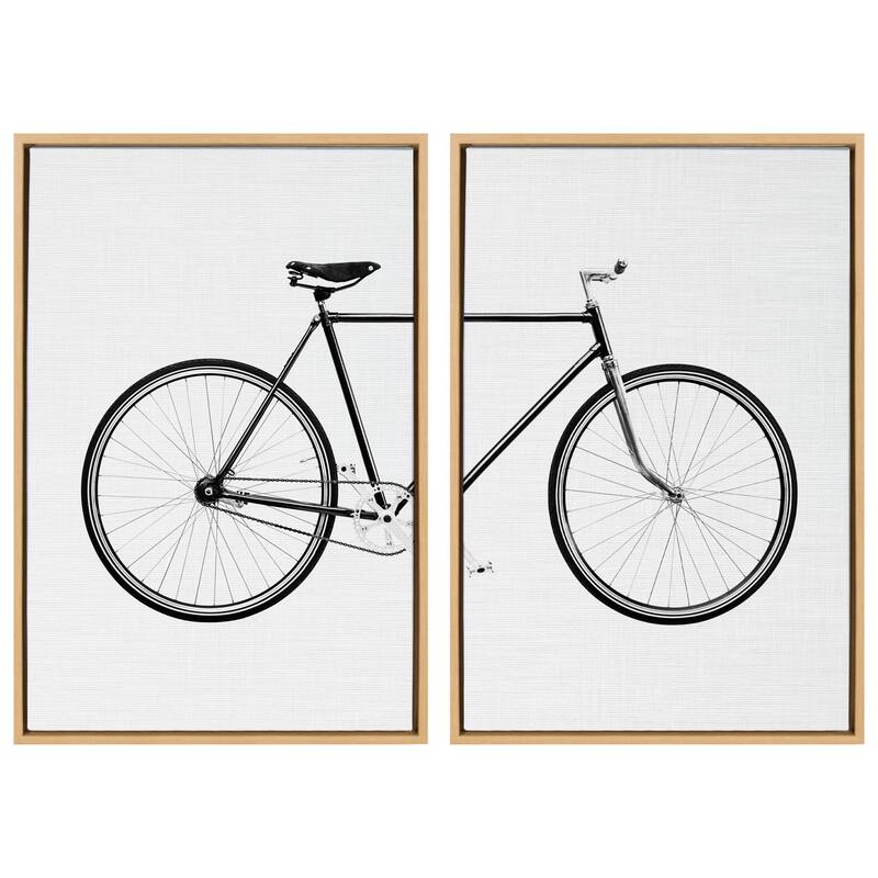 Kate and Laurel Sylvie Bicycle Canvas by Simon Te of Tai Prints - 2 Piece 23x33 - Plastic - Natural
