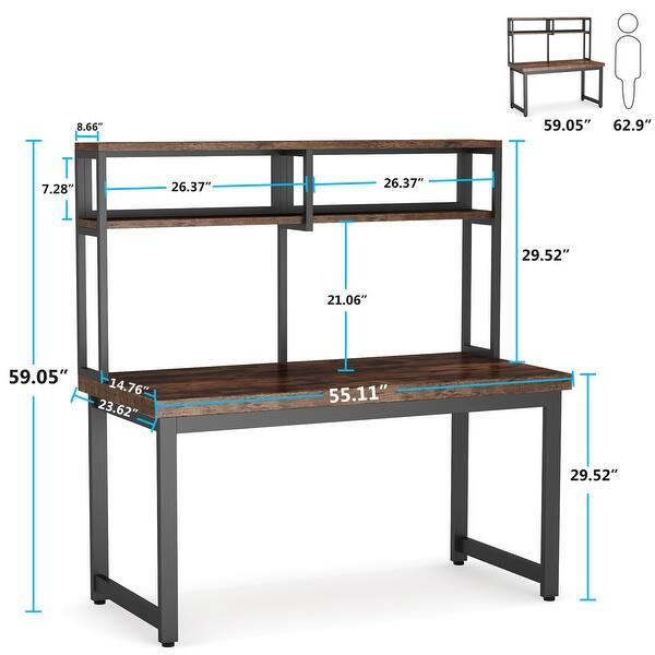 55'' Computer Desk with Hutch and Shelves - Bed Bath & Beyond - 33624861