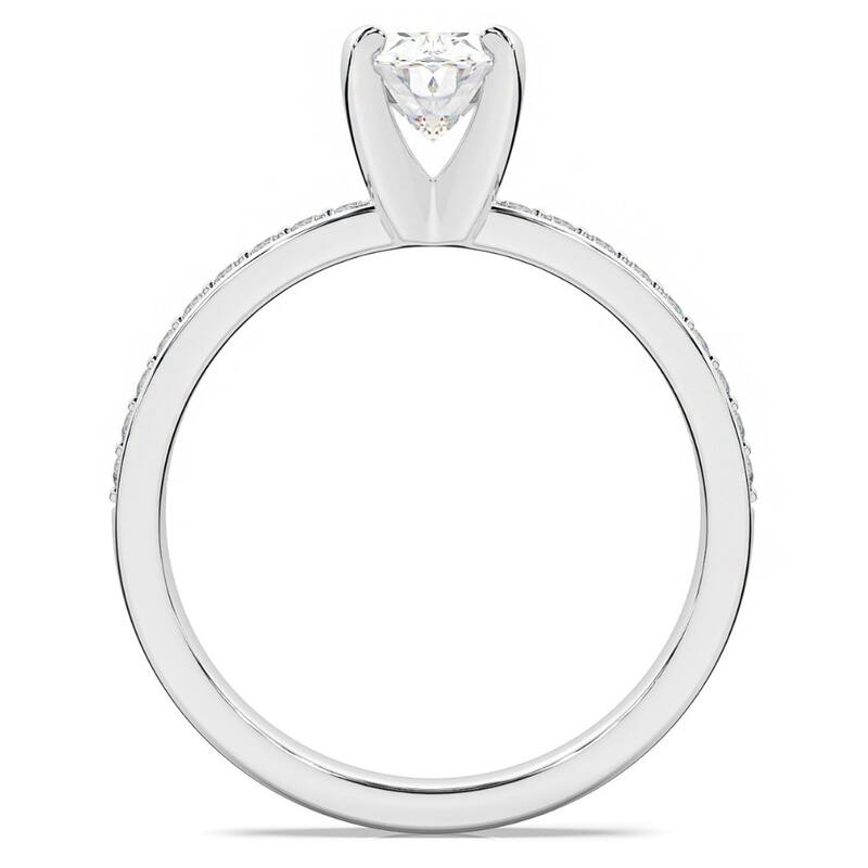 2 1/4CT Oval Moissanite & Lab Grown Diamond Engagement Ring White or Yellow Gold