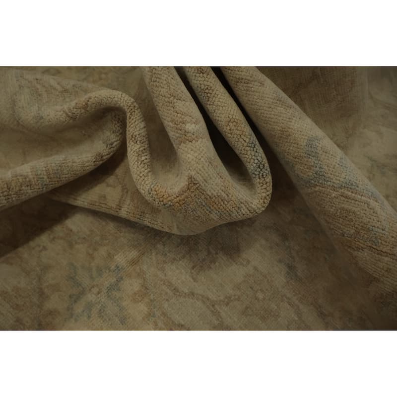 Hand Knotted Oriental 100% Wool Carpet Transitional All-Over Beige & Ivories Oushak Area Rug - 6' 8'' X 4' 11''