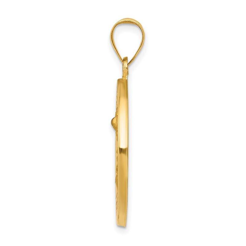 Curata 14k Yellow Gold 18" satin St. Michael Medal Round Pendant Necklace - 29.2x31.8mm