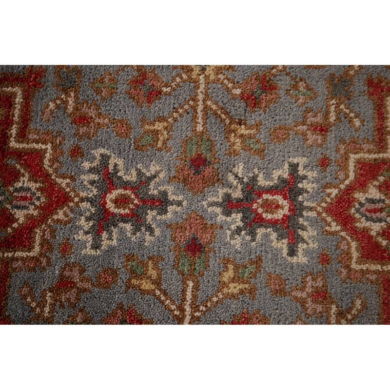 Gray Geometric Kazak Oriental Runner Rug Handmade Wool Carpet - 2'6"x 7'11"
