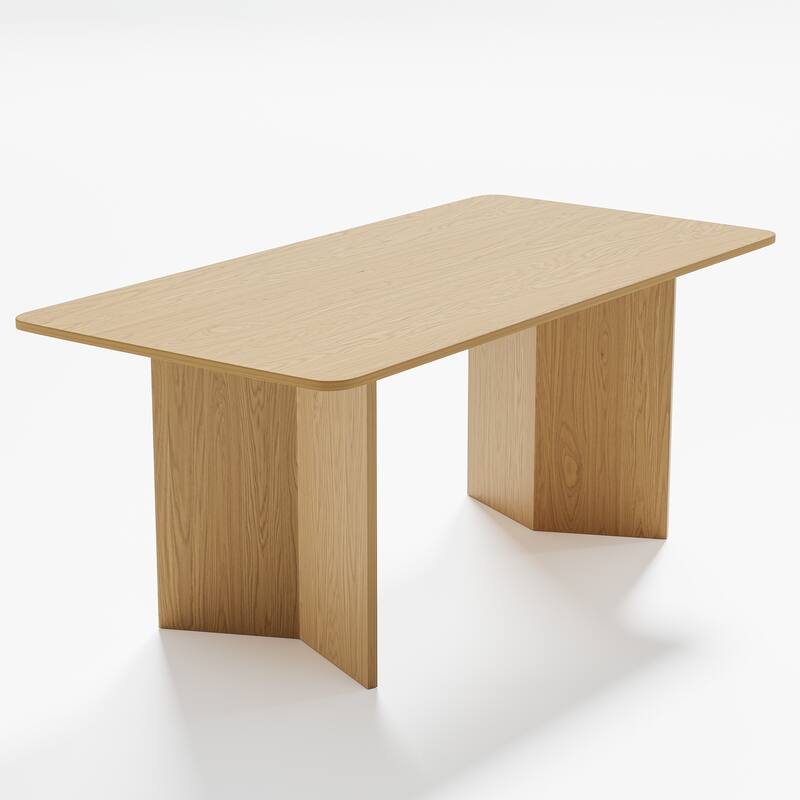 Solid Wood Farmhouse Dining Table with V-Shaped Legs and Square Wood Top for Modern Dining Rooms & Family Gatherings - 67"x33.5"