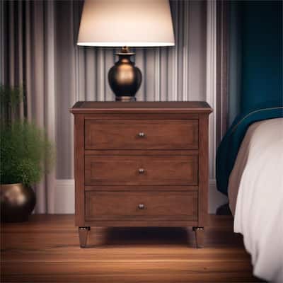 3-Drawer Nightstand Storage Wood Cabinet
