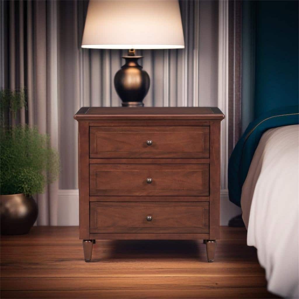 3-Drawer Nightstand Storage Wood Cabinet