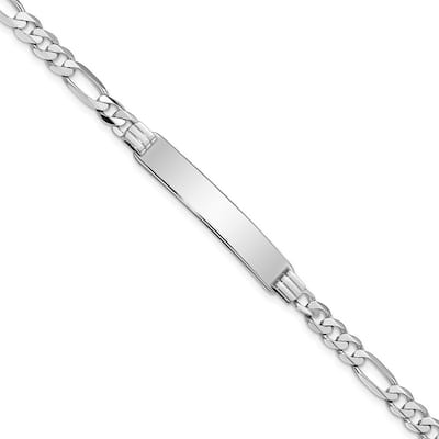 Curata 6.5mm 14k White Gold Engravable Figaro Link ID Bracelet