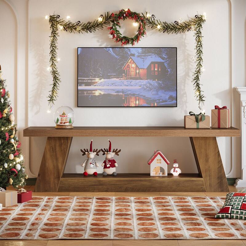 63" TV Stand for 55/60/65/75-Inch TVs, Rustic Media TV Console