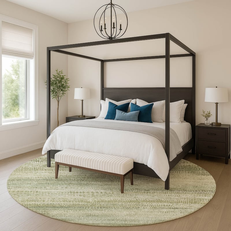 Premium Washable Super Soft Modern Layers Mayfield Rug - Aloe - 8' x 8'