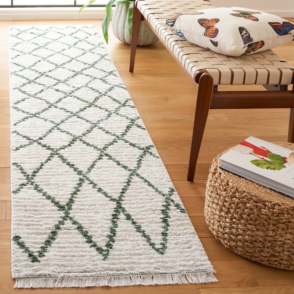 SAFAVIEH Augustine Kusum Boho Trellis Fringe Rug