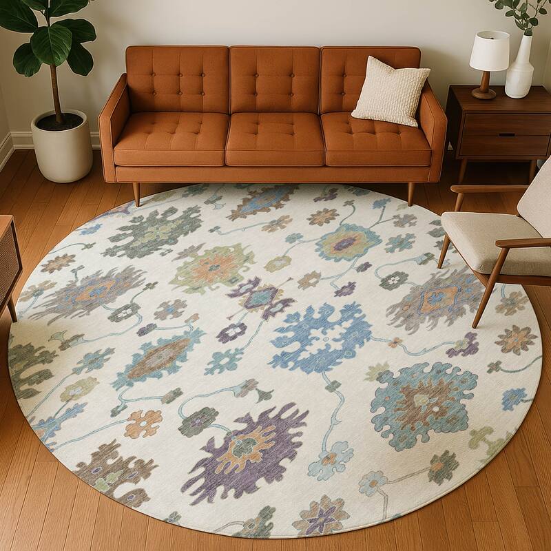 Machine Washable Indoor/ Outdoor Traditonal Delhi Chantille Rug