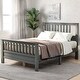 preview thumbnail 1 of 10, Full Wood Platform Kids Bed with Headboard & Footboard, 10-Slats, No Box Spring Needed, Grey Grey