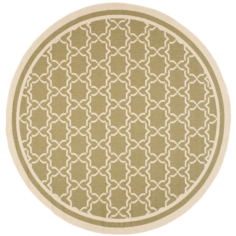 SAFAVIEH Courtyard Gulsin Indoor/ Outdoor Waterproof Patio Backyard Rug - 7'10" Round - Green/Beige