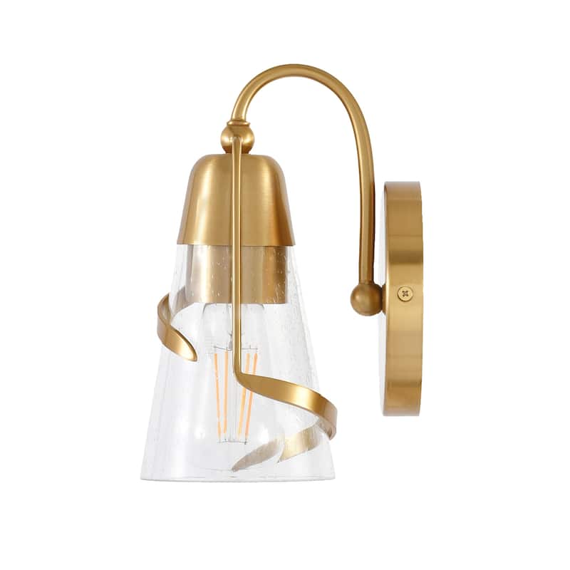Parrot Uncle 5" Modern Gold Seeded Glass 1-Light Wall Light Sconce
