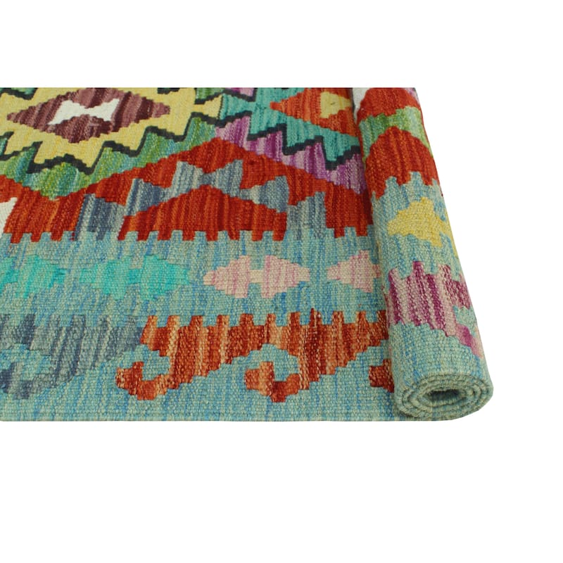 Flatweave Yoseph Red/Lt. Green Rug - 2'7" x 4'2"