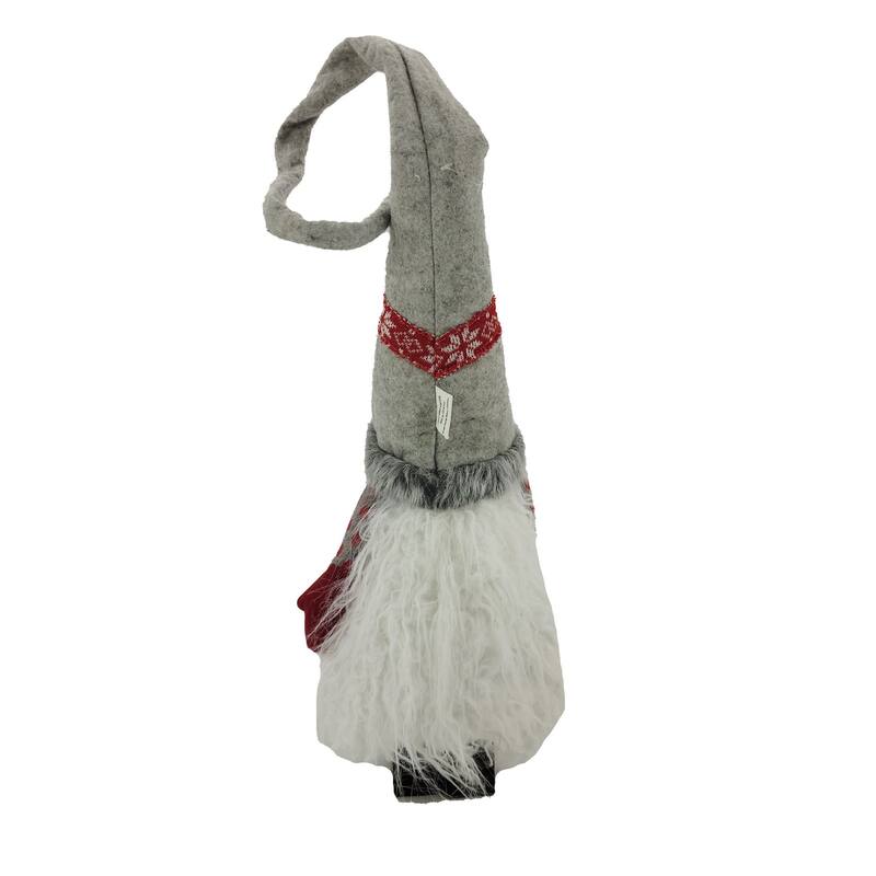 Long Wizard Hat Gnome Christmas Tabletop Figurine 33.5" Red and Gray