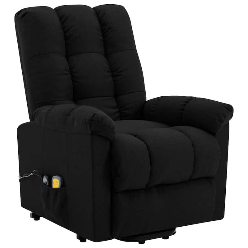 vidaXL Power Lift Massage Recliner Black Fabric - 29.9" x 36.2" x 40.2"