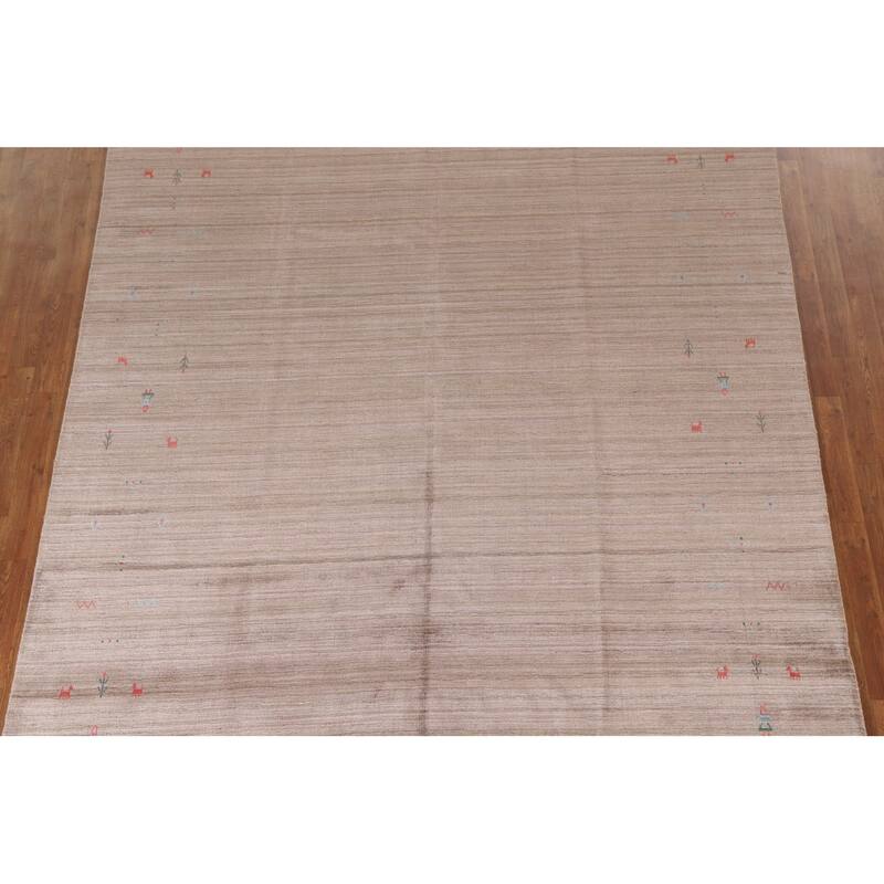 Modern Gabbeh Rug Hand-Knotted Tribal Wool Carpet - 7'11"x 9'7"