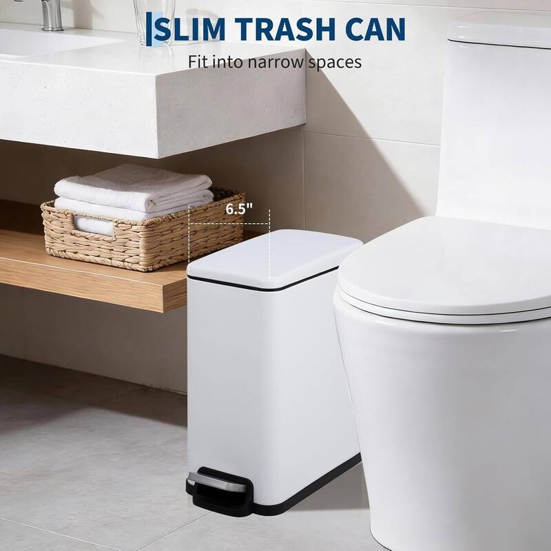 2.6 Gal Slim Kitchen Trash Can, Garbage Can for Kitchen, Bathroom Narrow Spaces
