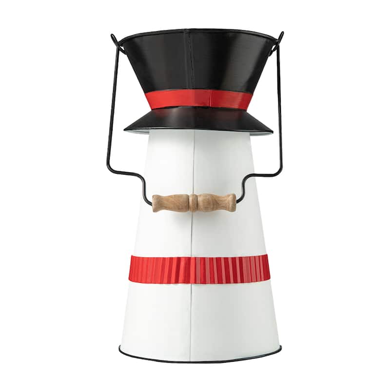 Glitzhome 19.50"H Christmas Metal Snowman Decorative Bucket Table Decor