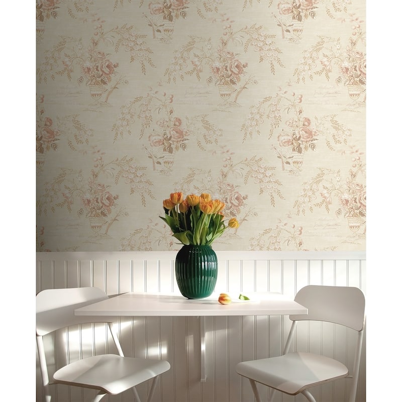 Seabrook Designs Carola Floral Vase Unpasted Wallpaper