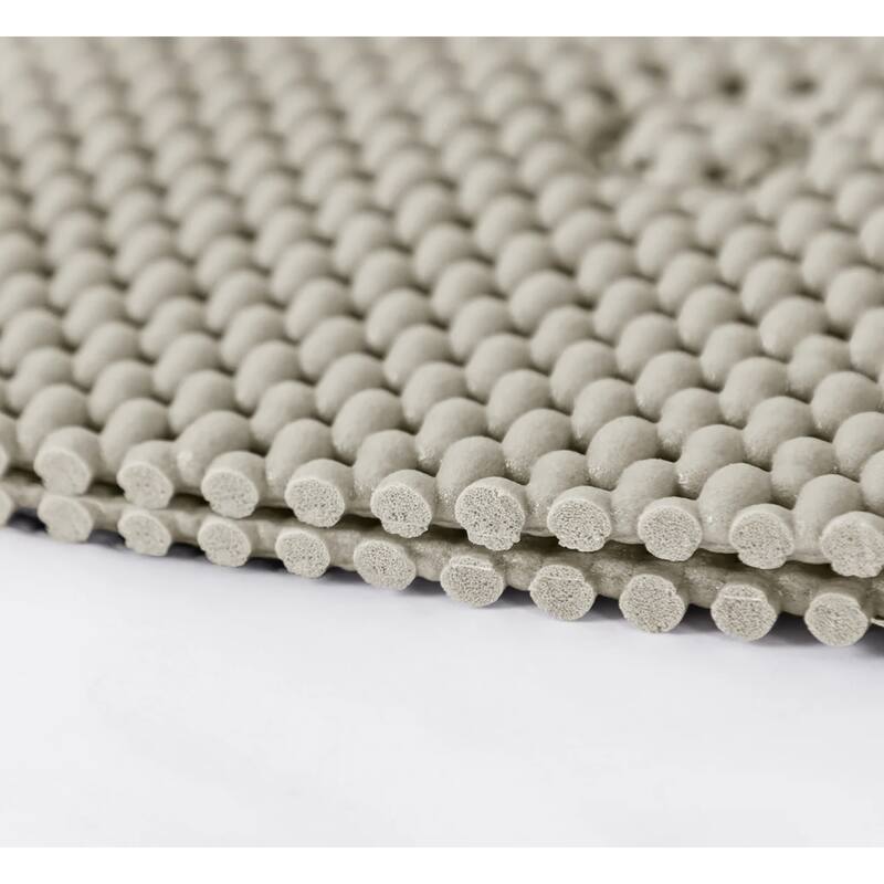 Extra Thick Long Beige Non-Slip Foam Bathtub Shower Mat With Suction Cups Fast Drying - 36" x 17"