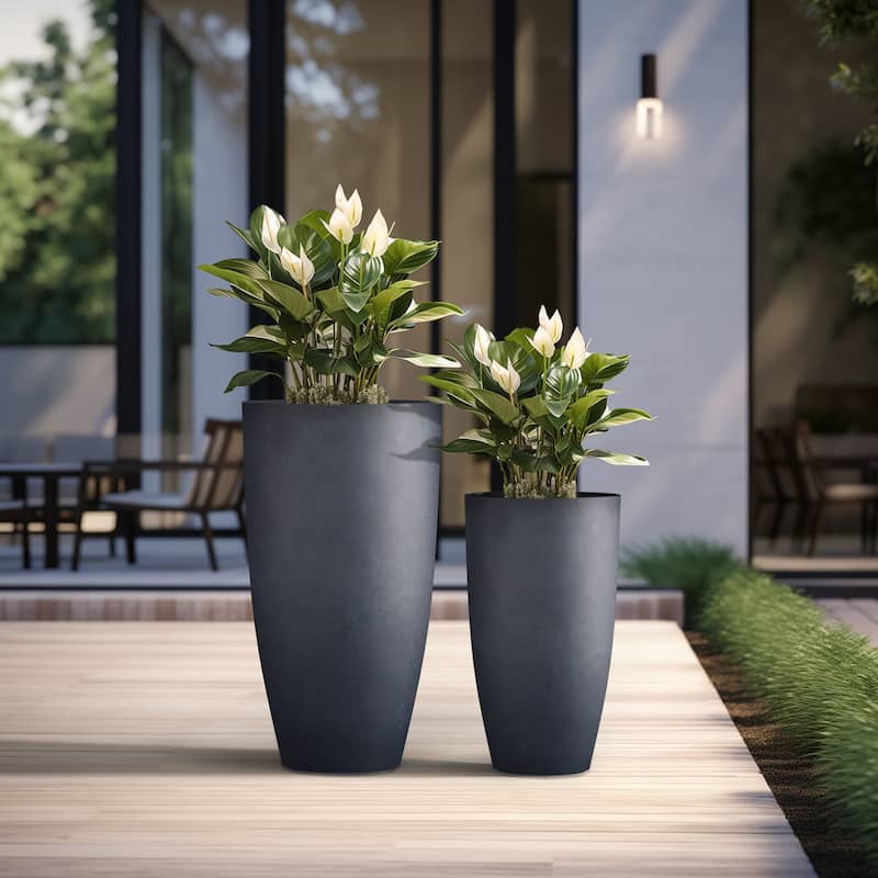 Tall Concrete Round Plant Pots / Large Indoor and Outdoor flower Planters