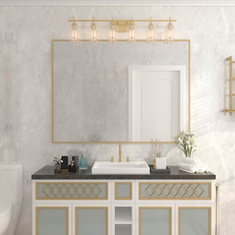 Amboise 6- Light Modern Bathroom Vanity Light with Clear Glass Shade with UL Certified - 44.5 inches