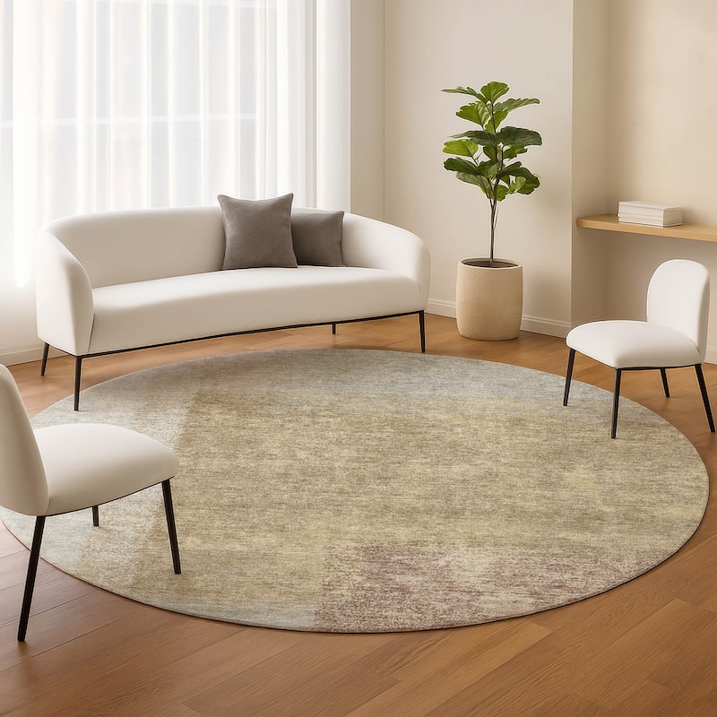 Machine Washable Indoor/ Outdoor Solid Contemporary Chantille Rug
