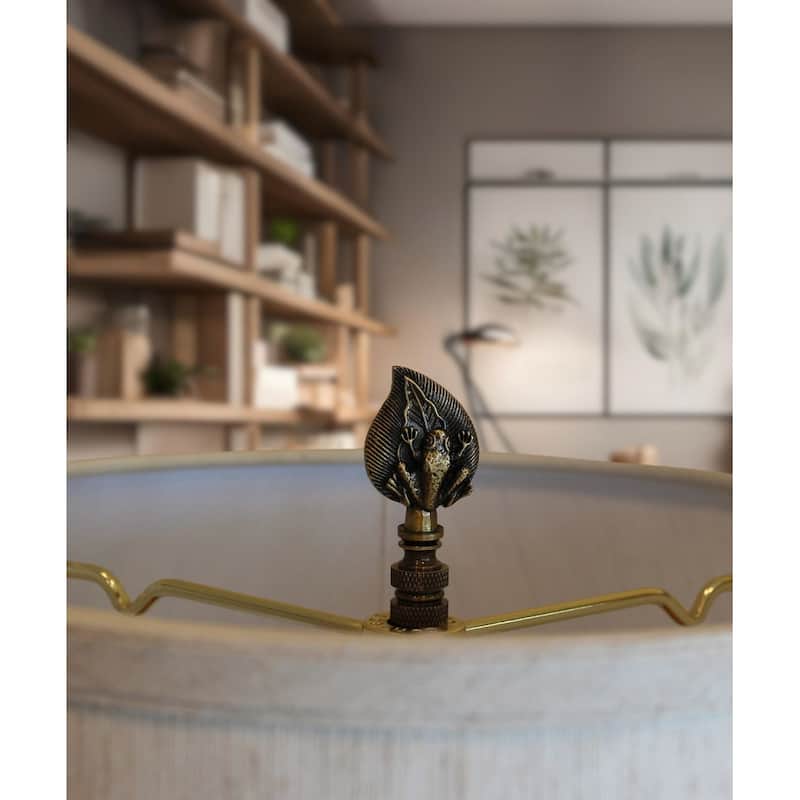 Frog-on-Lily-Pad Lamp Finial Antique Brass, 2.4"h