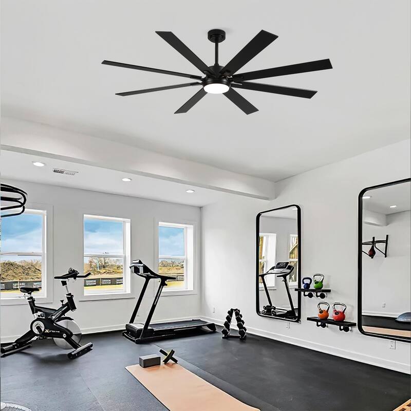 72 Inch Ceiling Fan With Light Kit 3 Color Dimmable LED, DC 6 Speed ,8 PCS Plywood Reversible Blades