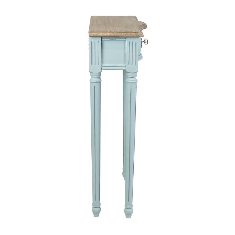 Painted Wood Console End Table With Natural Top by East at Main