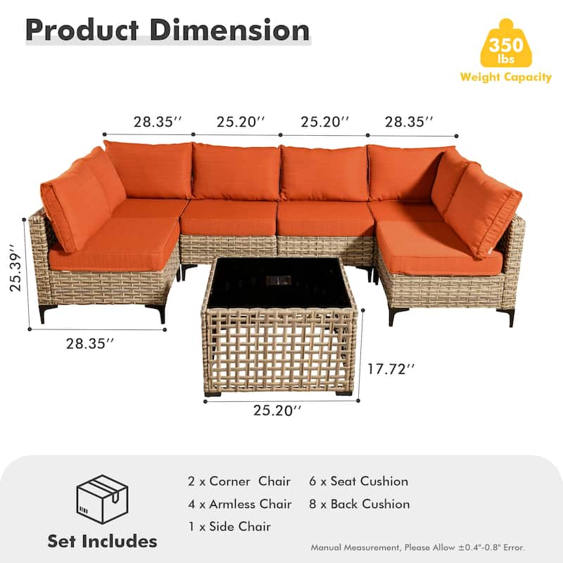 HOOOWOOO 7-piece Rattan Patio Furniture Sectional Set