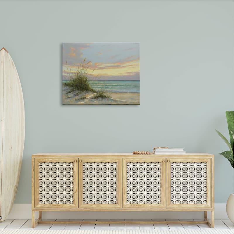 Stupell Beach Grass Vivid Sunset Canvas Wall Art by Martin Figlinski