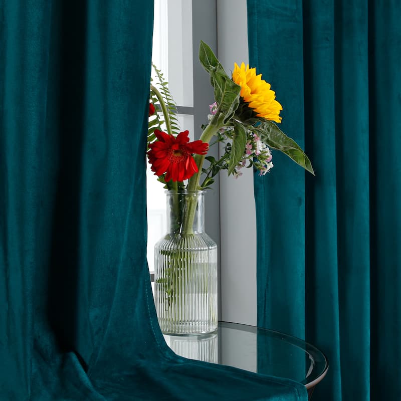 2 panels Velvet Solid Blackout Rod Pocket Back Curtain