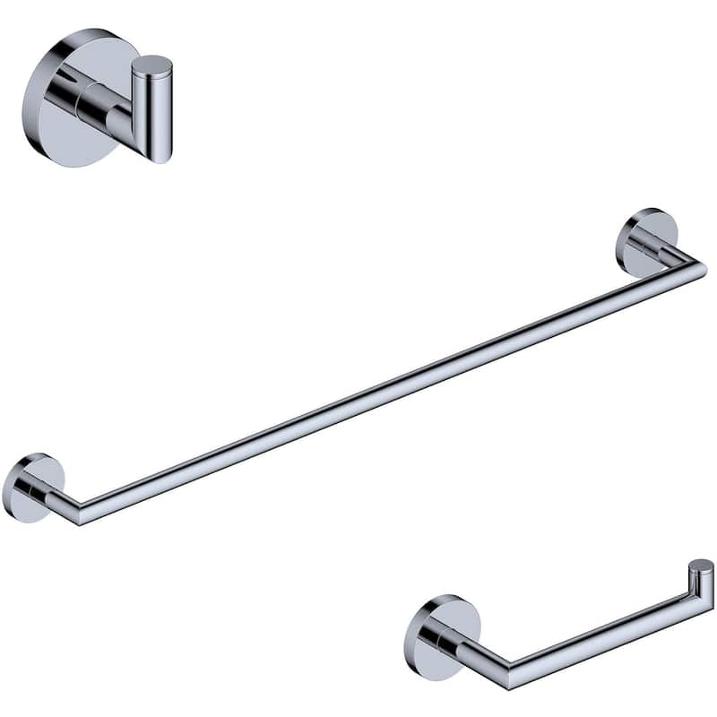 WS Bath Collections Pura 3 Piece Bathroom Package with Towel Bar, Robe - Polished Chrome
