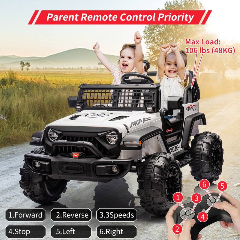 24V 9Ah Kids Ride-On 2-Seater Electric Car with Remote Control for Kids 3+