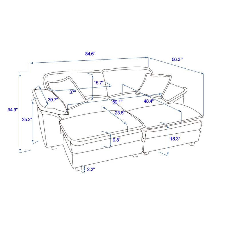 84.60" Corduroy 2 Seater Sofa