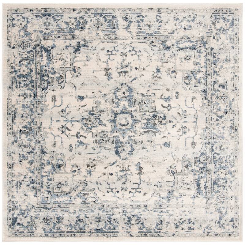 SAFAVIEH Charleston Prabha Vintage Boho Oriental Rug - 6'7" Square - Ivory/Navy