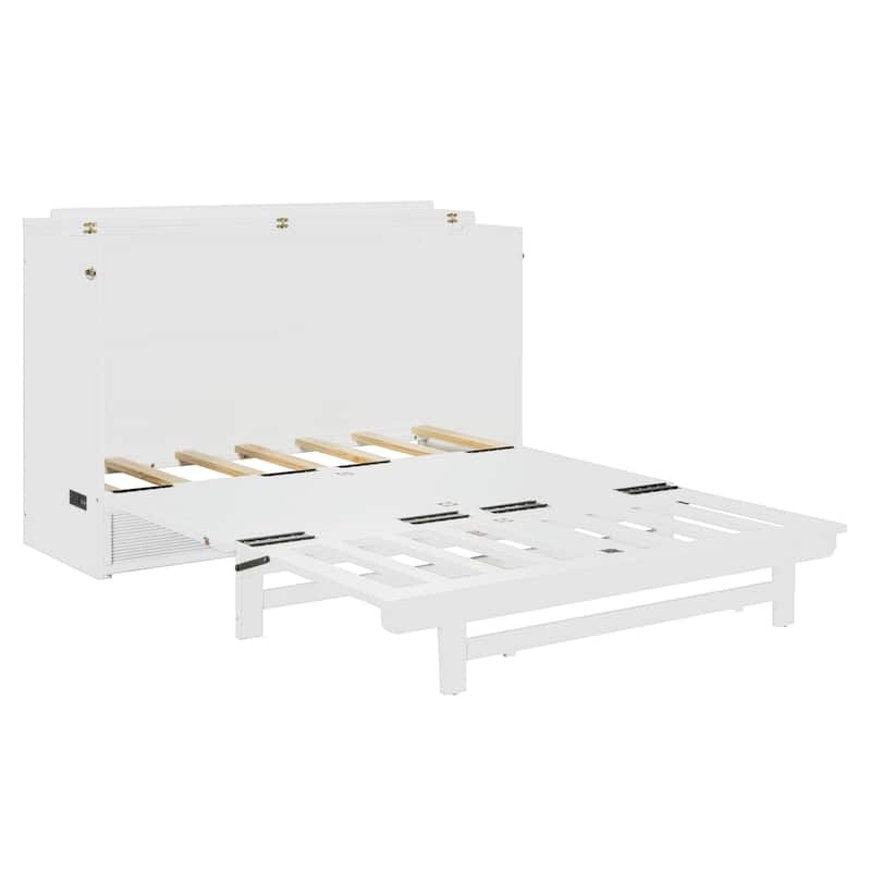 Queen Size Murphy Bed with Large Drawer,USB Ports and Outlets
