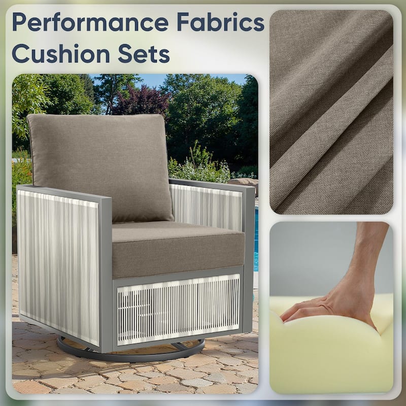 2 Pairs 6 Inch Seat & Back Cushion - Grey - 6 Inch