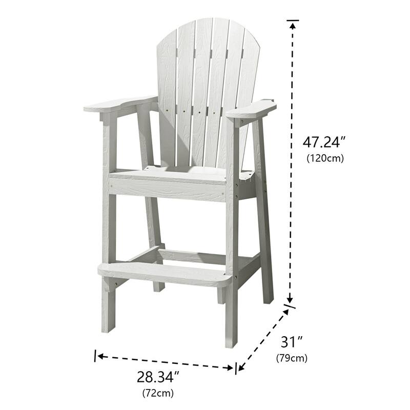 Rustic Adirondack Chairs Outdoor BarStools with Hight Back Design